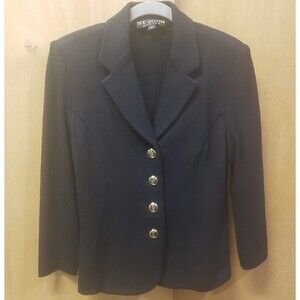 Vintage St. John Black Knit Blazer
Shoulder Pads
4 Gold Lion Buttons
Sz 6
EEE